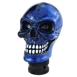 Temzzer Skull Resin Transmission Shift Lever Knob Heavy Shiny Vehicle Shifter Handle Stick Head for Most Manual Automotive Vehicles (Blue)