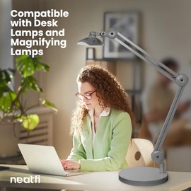 Neatfi 9.84" Diameter Round Weighted Base, 19.62 Pounds, Compatible with Desk Lamps and Magnifying Lamps for Home Office Use (Silver)
