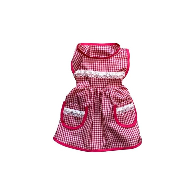 Genérico Mandil para Perro Estilo Doñita, Disfraz Dogñita Cuadros Rosa