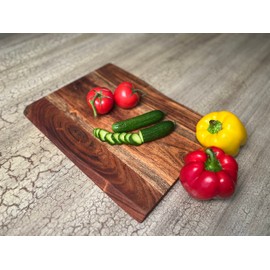 Mountain Woods Brown Hand Crafted Live Edge Acacia Wood Cutting Board/Serving Tray | Butcher Block | Charcuterie Board | Chopping Board for Vegetables, Fruits and Meat - 15" x 12" x 0.75"
