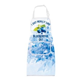 ENSIANTH Blueberry Apron Gifts for Blueberry Lovers I Just Really Like Blueberries Kitchen Gardening Apron with Pockets (Blueberry Apron)