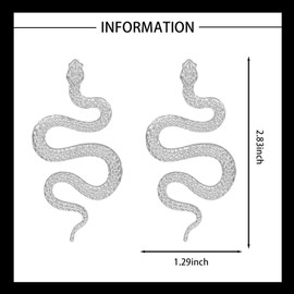 Snake Earrings for Women, Gold Long Dangle Serpent Earrings Reputation Snake Earrings Punk Gothic Drop Earrings for Teen Girls, Vintage Snake Jewelry Inspired Fans Gift