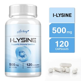 L-Lysine Capsules 500mg - Cold Herpes Relief Boosts Immunity Supports Heart Health, 2 Count, 120 Tablets / L-리신 캡슐 500mg - 입술 헤르페스 완화 면역 강화 심장 건강 지원, 2개, 120정