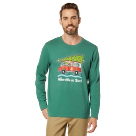 Life is Good Men Long Sleeve Crusher Grinch and Max Who-Ville Or Bust, Spruce Green, Large