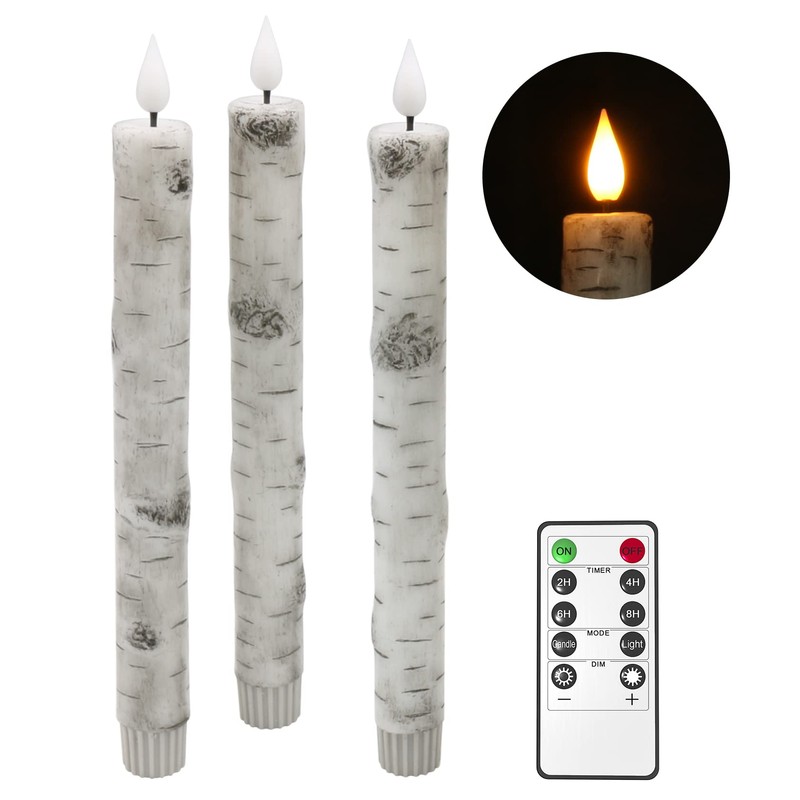 PChero Flameless Taper Candles with Remote Timer, Pack of 3