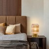 Mid Century Modern Table Lamp: Vintage Amber Ribbed Glass Globe