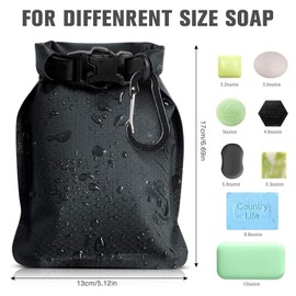 Zommke Travel Soap Bag Travel Mobile Soap Container, Waterproof Travel Soap Container with Carabiner and Soap Bubble Mesh Bag for Soap Cubes, Ideal for Travel, Camping, Outdoor Use, black