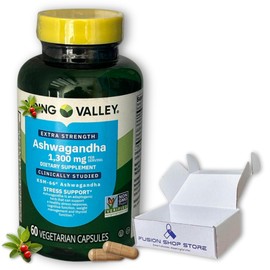 Spring Valley Ashwagandha ksm 66- Extra Strength 1300mg 60 Capsules (Pack of 1), Boxed by Fusion Shop Store