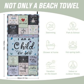 Agoiuty Christian Gifts for Women Beach Towel - Catholic Spiritual Gifts for Women Towel, Baptism Gifts Beach Towel, Perfect for Pool, Beach, Yoga, and Travel (Christian Towel, 63"x 31.5")