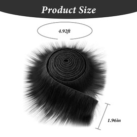 Black Faux Fur Fabric,5 x 150cm Shaggy Plush Fur Fabric Black Fur Trim Cut Turkey Fluffy Craft Fur for Gnomes Beard Santa Claus Hair Dwarf Cosplay Costume DIY Craft Christmas Decorations (A-Black)