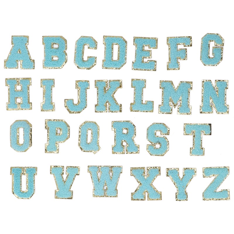 26 Pcs Iron On Letters A to Z Blue Letters