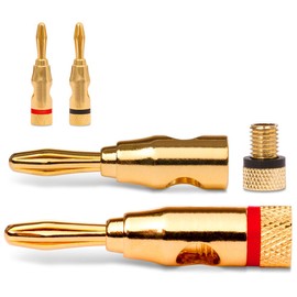 NAUC Banana Plug Banana Plug 24K Gold-Plated Screwable 4 Pieces (2 Pair) Connectors for Speaker Cable Boxes Amplifier AV Receiver Power Amplifier HiFi Stereo Systems