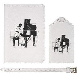 Azeeda 'Minimalist Jazz Pianist' Passport Cover & Luggage Tag Travel Set (PA00030478)