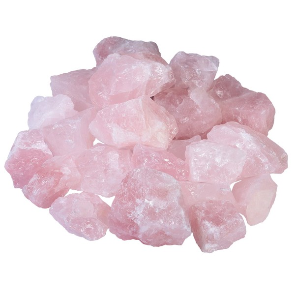 mookaitedecor 1 lb Bulk Natural Rose Quartz Raw Crystals Rough Stones for Tumbling,Cabbing,Polishing,Wire Wrapping,Wicca & Reiki Crystal Healing