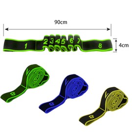 TONAUP Yoga Stretch Strap, Pack of 3 Fitness Bands, Adjustable Exercise Band with 8 Loops, Gymnastics Band, Training Band, Elastic Yoga Band, Fitness Band, Highly Elastic Gymnastics Strap, Washable