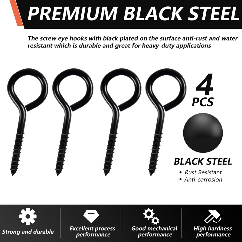 Farady 5 Inch Eye Hooks Heavy Duty Black Eye Bolt