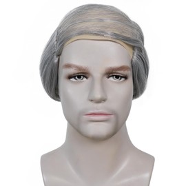 Grey Comb Over Wig Mens Bald Wig with Side Hair Silver Balding Wigs