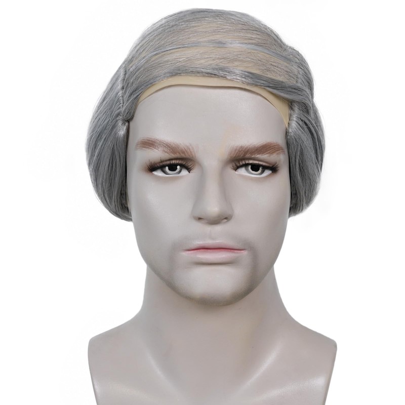 Grey Comb Over Wig Mens Bald Wig with Side Hair