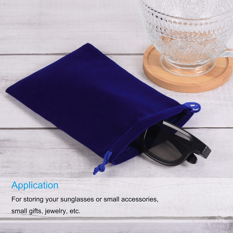 PATIKIL Microfiber Pouch 30x20cm Dark Blue 2pcs Soft Storage Drawstring
