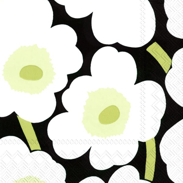 Marimekko - Unikko Cocktail Napkins Black 25 x 25 cm