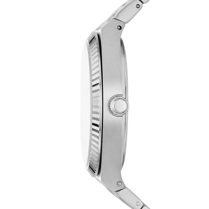 Fossil Men's Harlow Linear Texture Chain Necklace, Stainless steel, No