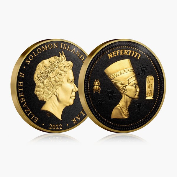 The Mysteries of Ancient Egypt Nefertiti Gold Plated Coin Solomon