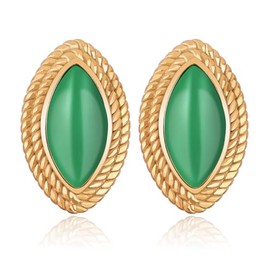 Retro Black Gold Earrings for Women, Trendy Vintage Stud 18K Gold Statement Black Onyx Earring Jewelry