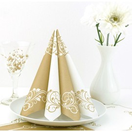 50 Napkins Ornaments 40 x 40 cm Fabric-Like Airlaid Bellissima Colour: Gold