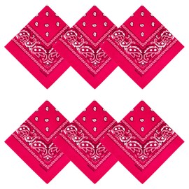 APIGANIZ 100% Cotton Bandanas, 21 x 21 inches, Set of 6 (Basic - Deep Hot Pink)