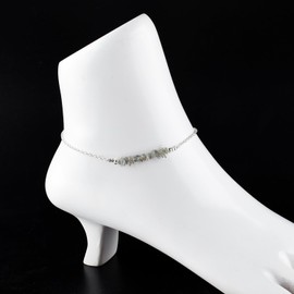 InfinityGemsArt Labradorite Gemstone Anklet Nuggets Blue Ankle Bracelets for Women Natural Birthstone Silver Plated Jewelry in 9” +1.5” inch Chakra Healing Crystals And Stones