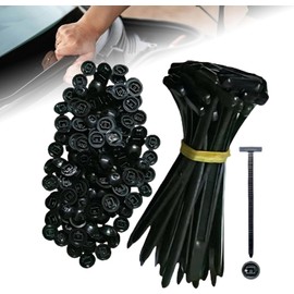 Nylon Universal Cable Tie Buckle – Push Mount Zip Tie with Self-Locking Pin Design, Heavy Duty Automotive Fastener for Car Body, Bumper, Wire, Panel Fixing(Black) (Black 50Pcs)