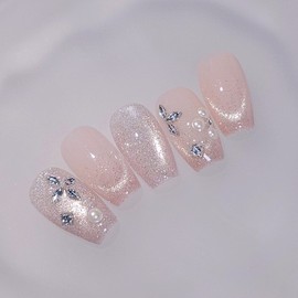 Pearl Drop Handmade Nail Tips - Almond Long / 펄드롭 수제네일팁 - 아몬드롱
