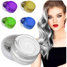 UNIVERSOENLÍNEA Cera Para Pintar Cabello Colores Diferentes No Permanente Kalaxuan Peinar Calidad Hair Wax Color Temporal Desechable Crema de Tinte (BLANCO), 1.0 unidad
