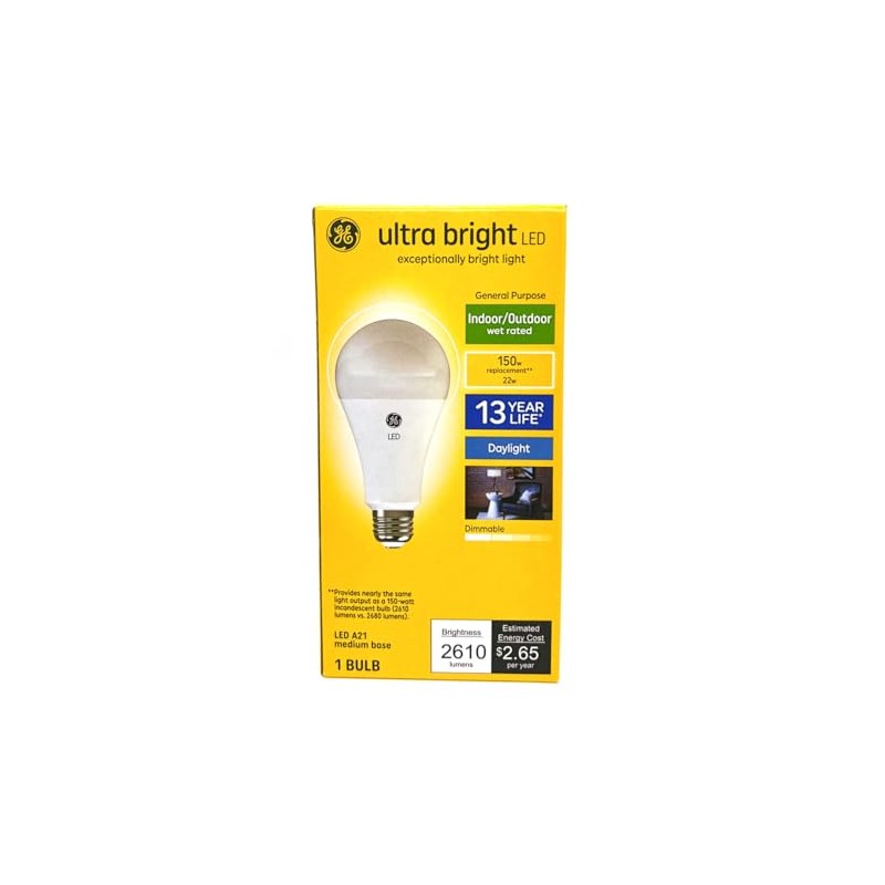 GE Ultra Bright LED A21 Light Bulb, 22 watts, 2610