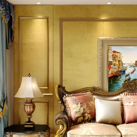 32x118 inch Thick Gold Concrete Wallpaper Peel and Stick Cement 3D Gold Wide Waterproof Adhesive Concrete Cement Contact Paper Matte PVC Textured Look Cement Wall Stickers for Walls Bathroom