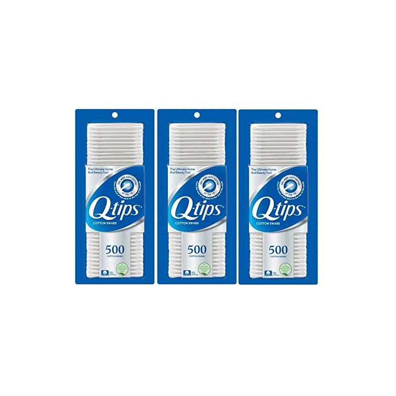 Q-Tips Cotton Swabs, 500 Count (Pack of 3)