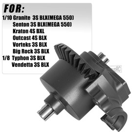 hopsupRC RC Front & Rear Metal Diff Boost Box Upgrades Parts for 1/10 Granite/Senton/Vorteks/Big Rock 4X4 V3 3S BLX (MEGA 550),1/8 Typhon/Vendetta/Infraction 4WD 3S BLX(MEGA 550).Black(ARA210007)