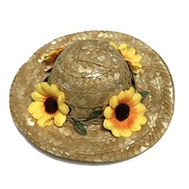 Monshop Straw Hat for Dogs and Cats, Cute Pet Hat (Flower S) Elastic Cord, Hard to Fall Off
