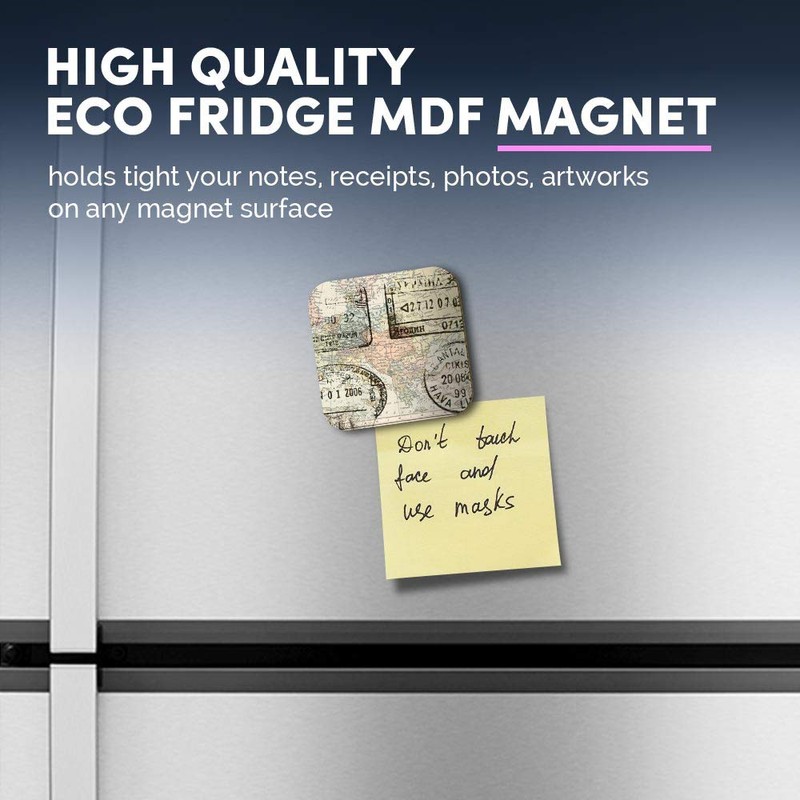 1 x Square MDF Fridge Magnet - World Map with