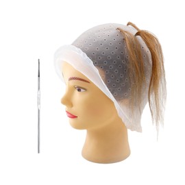 メッシュキャップ ブリーチ かぎ針付き 穴あけ不要 カラーリング シリコン メッシュ スタイリング 再利用可能 自宅でヘアカラー 染め専用