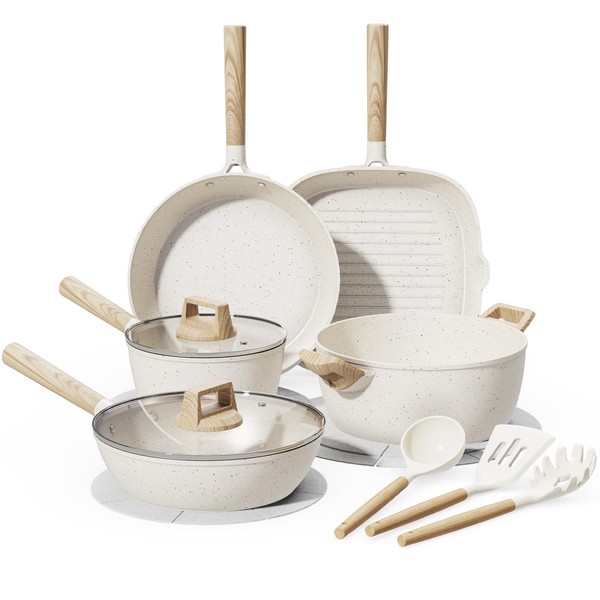 Bazova 14 Piece Pots and Pans Set Non Stick, Premium