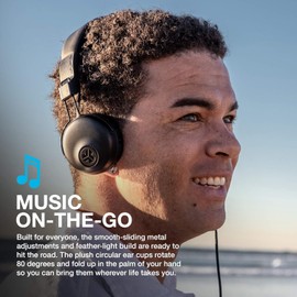 JLab JLab Studio Wired On-Ear Headphones, Black, Tangle Free Cord, Ultra-Plush Faux Leather with Cloud Foam Cushions, 40mm Neodymium Drivers with C3 Sound