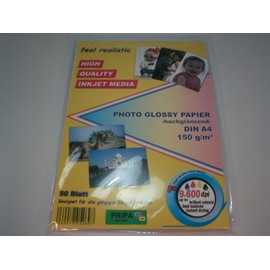 pripa Photo Paper A4 50 Sheets 210 g/m² High-Gloss High Resolution for Inkjet Printers