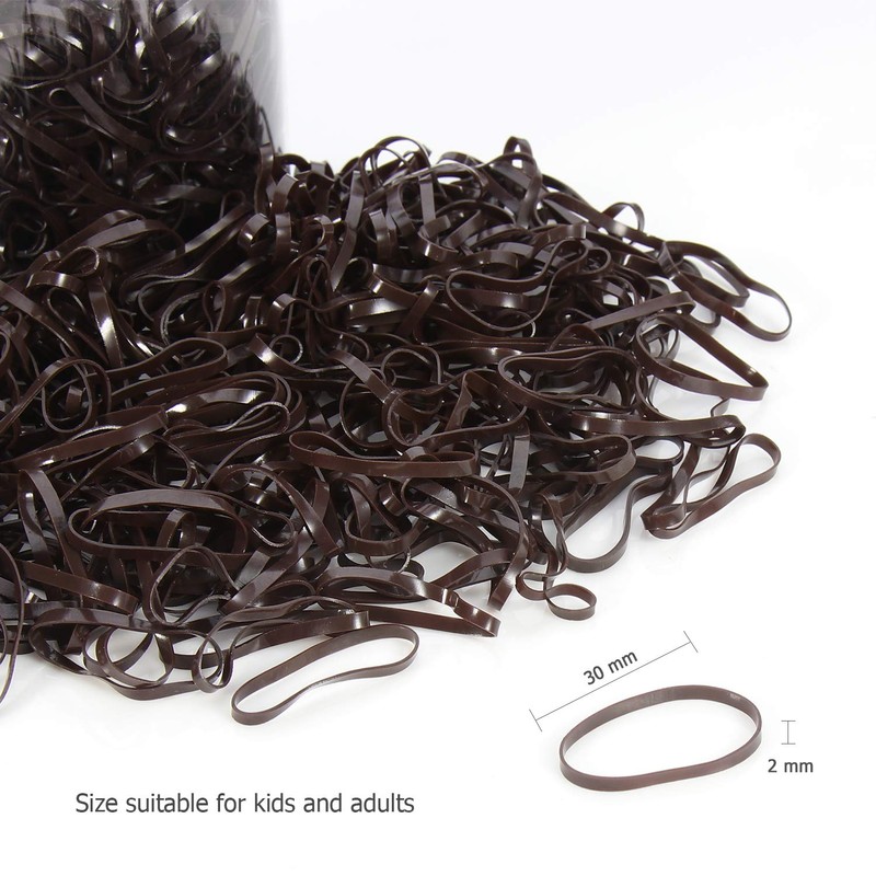 Hoyols Small Hair Elastics Brown, Premium Plastic Girls Hair Ties