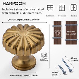 HARPOON Cabinet Knobs,Vintage Round Knob,Modern Pull Drawer Handle Wardrobe,Kitchen Bar Cabinet Hardware 10 Pack 1 inch 29mm Champagne Bronze