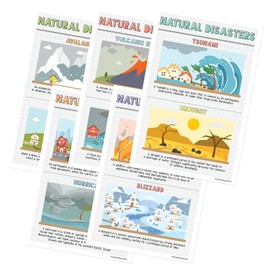 Quarterhouse Natural Disasters Poster Set, Science Classroom Learning Materials for K-12 Students and Teachers, Set of 5, 12 x 18 Inches, Extra Durable