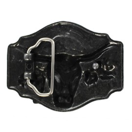 eeddoo® Gürtelschnalle - Bulle & Cowboy - mit Longhorn - Western Belt Buckle (für Wechselgürtel für Damen und Herren | Belt Frauen Männer Rodeo Texas USA Silber Reiten Pferd Ranch Oldschool Trucker)