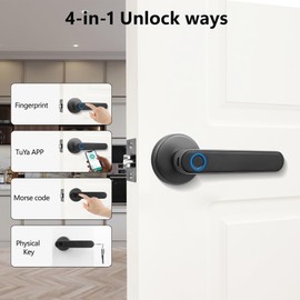 UMIK UMIKSMART Fingerprint Door Lock with Door Knob, Biometric Door Lock with Smart App for Bedroom, Home, Apartment, Hotel (Gun Grey)