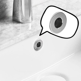 Homevacious Brushed Nickel Sink Basin Trim Overflow Cover Brass Insert in Hole Round Caps Pack of 2