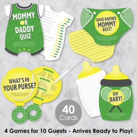 Big Dot of Happiness You Got Served - Tennis - 4 Tennis Ball Baby Shower Games - 10 Cards Each - Gamerific Bundle